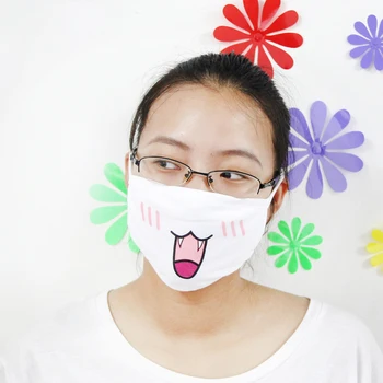 5gab/daudz Cute Anti Putekļu Kokvilnas Mutes Maska Anime Multfilmu Purns Sejas Emocijzīmi Masque Mazgājams Atkārtoti Modes Mutes Maska