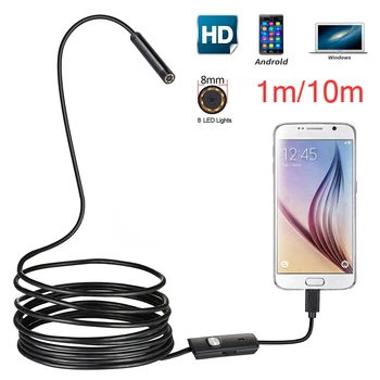 8mm Objektiv 1M/2 M/5M/10M Fest Cabel Android USB Endoskop Kameras led Licht Endoskopu Kamera für PC Android Tālrunis