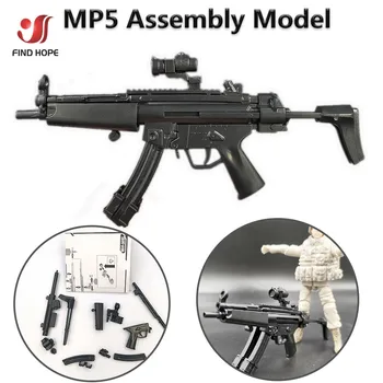 8Pcs 1/6 Rotaļlietu Pistoli Modelis MP5 HK53 UZI MK18 KRISS VEKTORU MP7 Mīklas Ķieģeļi Ieroci Karavīra Ierocis+Displejs Mūris