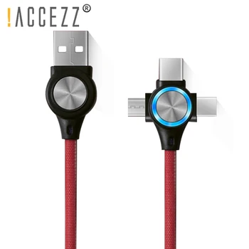 !ACCEZZ 3 in 1 USB Vads LED 8Pin iPhone X 8 XS Plus Micro USB Type-C Ātrās Uzlādes Sinhronizācijas Datu Kabelis Xiaomi Huawei Maksas