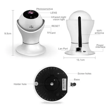 AHCVBIVN 360 Grādu Wifi IP Kamera HD 1080P Home Security Bezvadu CCTV Uzraudzības Iekštelpu Kamera Nakts Redzamības Baby Monitor