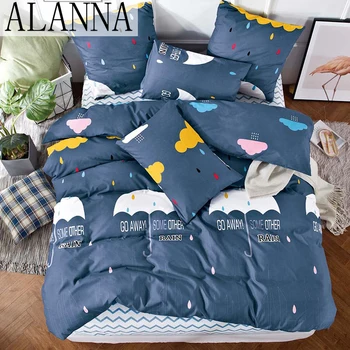 ALANNA T sērija Iespiests Cietos gultasveļas komplekti Gultas piederumi Mājas Set 4-7pcs Augstas Kvalitātes Jauks Modelis ar Zvaigžņu koku ziedu
