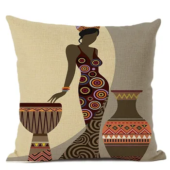 Almohadas decorativas 2020. gadam, modes Āfrikas dāmas dīvāns dekoratīvie spilveni, guļamistaba mākslas spilvens segums veļa 45x45cm