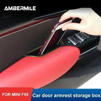 AMBERMILE 4gab ABS Mini Cooper F55 Hardtop Piederumi Interjera Automašīnas Sānu Durvis, roku Balsts Glabāšanas Kaste Organizators Gadījumā Car Styling
