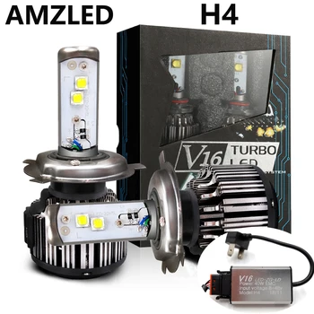 AMZLED Turbo LED Lukturu V16 Auto Lukturis H4 Hi/Lo Auto Lukturu Spuldzes 6000K 60 W liela Jauda, Super Spilgti EMS Canbus Gaismas RU