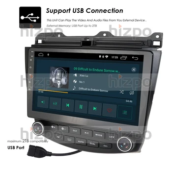 Android 10 Automašīnas Radio Nav-DVD GPS Atskaņotājs, Navigācijas 2003-2007 Honda Accord 7 Auto Multimedia Player SWC RDS TPMS DTV BT