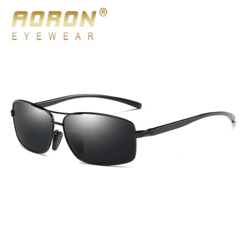 AORON Mens Polarizētās Saulesbrilles, Taisnstūra Alumīnija Magnija Rāmis, Saules Brilles UV400