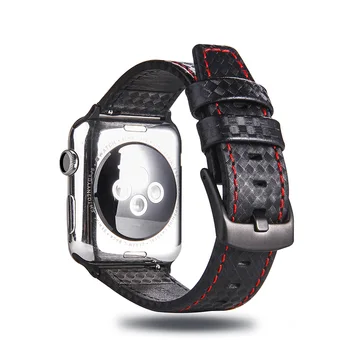 Apple Skatīties Sērija SE 6 5 4 3 Watchband Oglekļa Šķiedras Stils Īstas Ādas Skatīties Siksnu Apple Skatīties SE 6 40/44mm 38/42mm