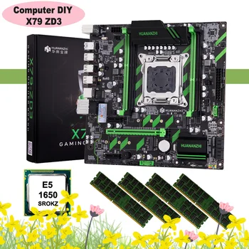 Atlaides mātesplati komplektā HUANANZHI X79-ZD3 mātesplati dual M. 2 SSD slots NVMe/NGFF CPU Xeon E5 1650 RAM 32G(4*8G) REG ECC