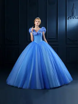 Augstas Kvalitātes Zilā Cinderella Princešu Kleita Pieaugušo Jaunākās Alise Brīnumzemē Kostīms Sievietēm Biancaneve Princese Kleita W159351