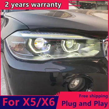 Auto Stils BMW X6/X5-2017 Lukturu BMW X5/X6, Galvas Lampas Auto LED dienas gaitas lukturi Dubultās Staru VISI LED LUKTURIS