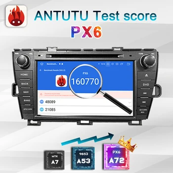 Automašīnas radio 2 DIN Android 10 PX6 Toyota Prius 2009 2010. - 2013. gadam 2DIN auto stereo auto audio navigācijas multimediju sistēmu ekrāns