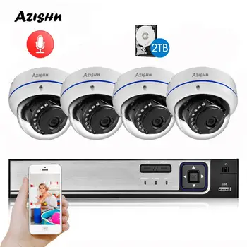 AZISHN H. 265 5MP POE CCTV Drošības Sistēmas VRR sprādziendrošas Audio 5MP 2592X1944 IP Kamera, Sejas noteikšanas Uzraudzības Komplekts