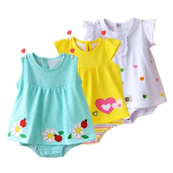 Baby Girl Kombinezonus Vasarā Kokvilnas Zīdaiņu Jumpsuits Roupas Bebes Krāsains Karikatūra Jaundzimušo Princesi Svārki Toddler Meiteņu Drēbes