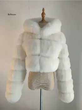 Baltu mākslīgās kažokādas mētelis sievietēm melnās plus lieluma zaudēt nelegālo kapuci kažokādas vestes 2020. gada rudens un ziemas jauno modes siltumu mētelis