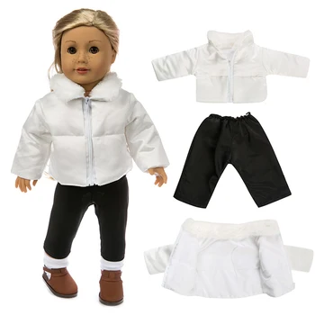 Baltā dūnu jaka der Amerikāņu Meitene Lelle Drēbes, 18 collu Lelle , Ziemassvētku Meitene Dāvanu(tikai pārdot drēbes)