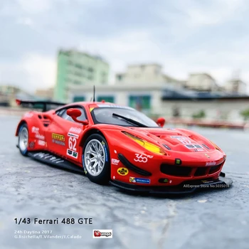 Bburago 1:43 lasīt vairāk Izdevums 2017. Gadā Ferrari 488 GTE sacīkšu modeļa simulācijas automašīnas modelis sakausējuma auto rotaļlietas vīriešu kolekcija dāvanu