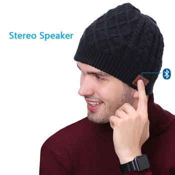 Beanie Caps Bezvadu Stereo Bluetooth Austiņas, Cepure, Skaļrunis, Mikrofons Trikotāžas Āra Sporta