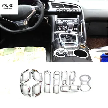 Bezmaksas piegāde 10pcs/komplekts auto uzlīmes ABS Chrome automašīnas salona vizuļi, lai 2013-2019 Peugeot 3008