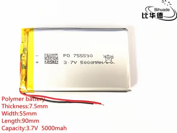 Bezmaksas piegāde 1gb/daudz 755590 5000mAh Li-ion 3.7 V DIY Uzlādējams Akumulators Litija Polimēru Backup