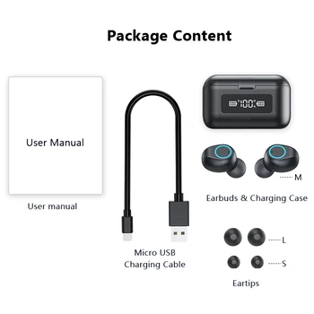 Bezvadu Austiņas TWS Bluetooth 5.1 Austiņas 9D HIFI Stereo Ūdensizturīgs Sporta Earbuds, Austiņas, Lādēšanas Kaste Ar Mikrofonu