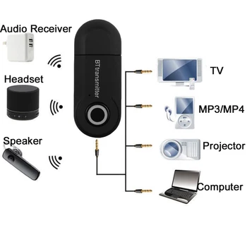 Bezvadu Bluetooth Raidītāju Hi-fi Skaņas zema latentuma 3.5 mm Jack Stereo AUX Audio Adapteri TV Austiņas, PC skaļrunis Skaļrunis