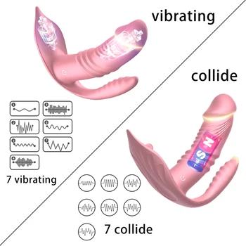 Bezvadu Tālvadības Valkājamas Tauriņš Dildo Vibratoru Pieaugušo Rotaļlietas, Zeķbikses, Vibratori Sievietēm Apkures Maksts Klitora G spot Stimulators