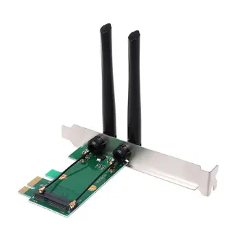 Bezvadu Tīkla Karte, WiFi Mini PCI-E Express uz PCI-E 2 Antenas Adapteris Ārējo PC X6HB