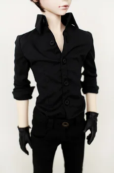 Bjd lelles apģērbu tērps, tērps, melns krekls + bikses 1/4 1/3 var tikt pielāgota izmēra