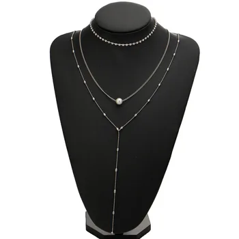 Boho Vintage Multi Layer Kristāla Pērle sānslīdi kaklasaite Kaklarotas Sieviešu Modes Zelta Krelles, Kulons, Kaklarota, Rotaslietas, Dāvanu