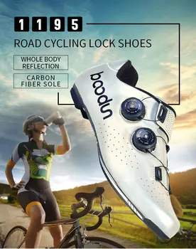BOODUN ceļu velosipēds kurpes oglekļa šķiedras zoli atstarojošs īpaši viegls velosipēds kurpes pašbloķējoši triatlona ceļu velosipēds sacīkšu apavi