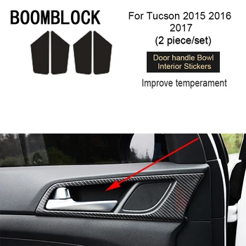 BOOMBLOCK 3D Auto-stils Durvju Roktura Vāciņš Panelis, rāmis, Oglekļa Šķiedras Uzlīme Piederumi Auto Par Hyundai Tucson 2016 2017