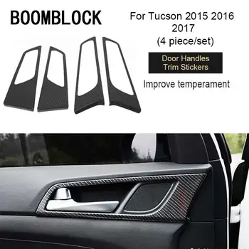 BOOMBLOCK 3D Auto-stils Durvju Roktura Vāciņš Panelis, rāmis, Oglekļa Šķiedras Uzlīme Piederumi Auto Par Hyundai Tucson 2016 2017