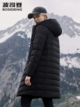 BOSIDENG sievietēm jaunā modes stāv apkakle kapuci dūnu jaka ilgi, ziemā silts gadījuma mētelis B90132010