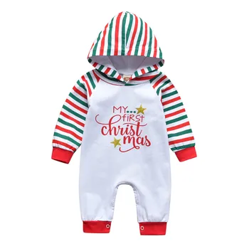 Bērnu Apģērbu Jaundzimušais Meitenes Zēni Ilgtermiņa Piedurknēm Drukāt Ziemassvētku Kapuci Drēbes Zīdaiņiem Romper Bodysuit Tērpos, 6-18M