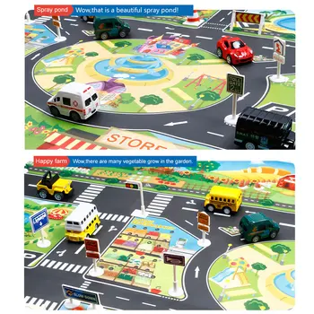 Bērnu Rotaļu Paklāji Nams Satiksmes Ceļa Zīmes Automašīnas Modelis Autostāvvieta Pilsētas Skatuves Kartes Baby Dāvanu M09