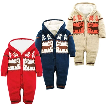 Bērnu Siltos Kombinezonus Jaundzimušo Zēnu un Meiteņu Džemperis Ziemassvētku Briežu Plīša Kapuci Outwear Par 0 Līdz 18 Mēnešiem, Zīdaiņu apģērbs