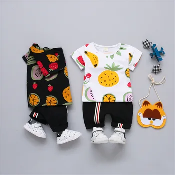 Bērnu Vasaras Apģērbu Komplekts Zēns Toddler Bērnu Apģērbu Karikatūra Izdrukāt Augļu Īsām Piedurknēm T + Bikses Zēnu Uzvalku 1 2 3 4 Gadiem