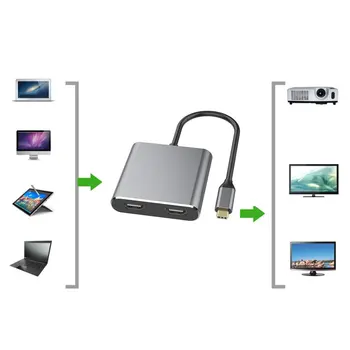 C tipa HDMI-savietojams Adapteris 4K USB C HDMI saderīgu USB 3.0 Maksas Ports USB-C Pārveidotājs Kabelis MacBook Samsung Galaxy