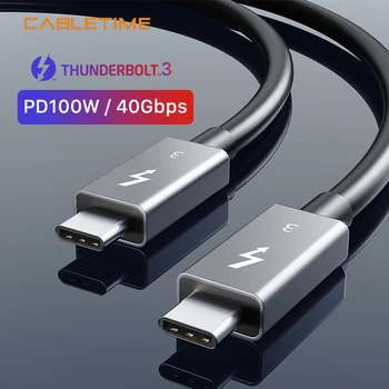 CABLETIME Thunderbolt 3 Kabeļu PD 100W USB 3.1 C Tipa USB C Kabeli 40Gbps Ātra Uzlāde USB C Kabelis Samsung S10 Xiaomi N209