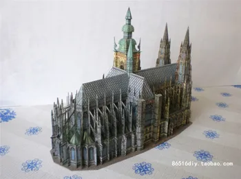 Candice guo! 3D puzzle papīra paraugs DIY rotaļlietas čehijas Prāgas St Vitus Cathedral ēkas roku darbs dzimšanas diena Ziemassvētku dāvanu 1gab.