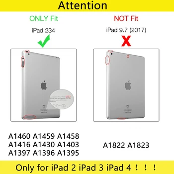 Case for iPad 2 3 4 Lieta Mīksta Silikona Atpakaļ Folio Stand ar Auto Sleep/Wake Up PU Ādas Smart Cover iPad 3 4 2 Ja