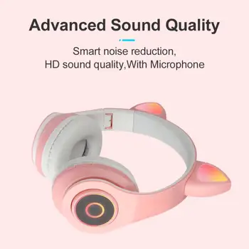 Cat jaunas Auss Bluetooth 5.0 Bezvadu Austiņas Hifi Mūzika Stereo Bass Austiņas LED Gaismas Mobilā Tālruņa Meitene Meita Austiņas PC