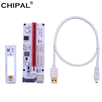 CHIPAL 60CM VER008S NGFF M. 2 M Taustiņu, lai PCI-E 16X Stāvvadu Karte PCIE Paplašinātāju ar SATA 6Pin 4Pin Jauda ETH Bitcoin Miner