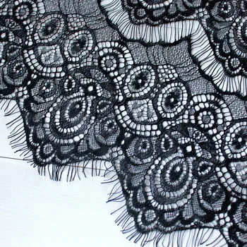 Cindylaceshow 1.55 Metru 59cm Plašu Skropstu Black Maiga Ziedu Klasiskās Mežģīnes Apdari Dekoru Amatniecības Šūšanas Mežģīņu Audumu, apģērbu izgatavošanas