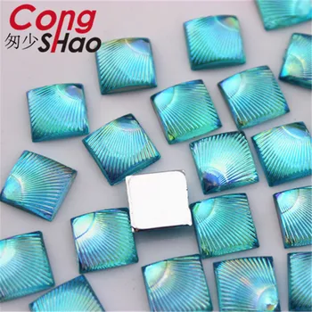 Cong Shao 200pcs 10mm AB Krāsu Flatback kristāla Kvadrāta Formas Akmens Akrila Rhinestone Par DIY kostīmu Kāzu Dekorēšana CS572