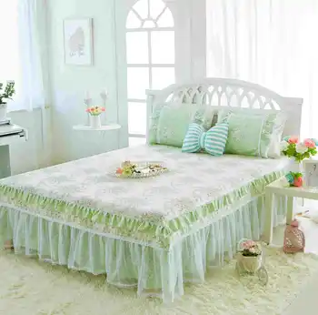 Cooton mežģīnes gultas svārki korejiešu stila Gulta segtu svaigumu mājas putekļu savirmot Princese gulta segtu Apakšsvārki puķu dobes lapa svārki
