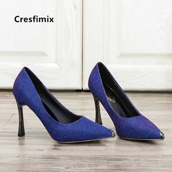 Cresfimix sapatos azuis sieviešu cute salds violeta augstiem papēžiem dāmas sexy puse nakts klubs augsta papēža kurpes melnā sūkņi a9075