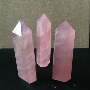 Dabas rock rozā kvarca kristāla punktu dziedināšanas akmens obelisks nūjiņa, rozā 1gb