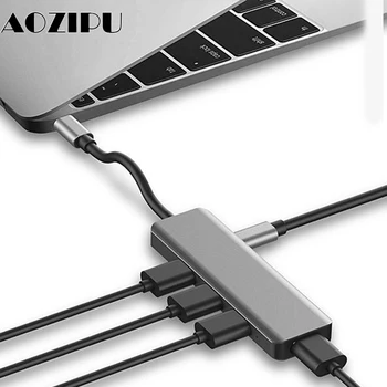 Daudzfunkciju USB Type-c dokstacija, USB-C CENTRMEZGLS Ar USB 3.0 RJ45 VGA Adapteris priekš MacBook Samsung Galaxy S8 S9 HUAWEI Matebook